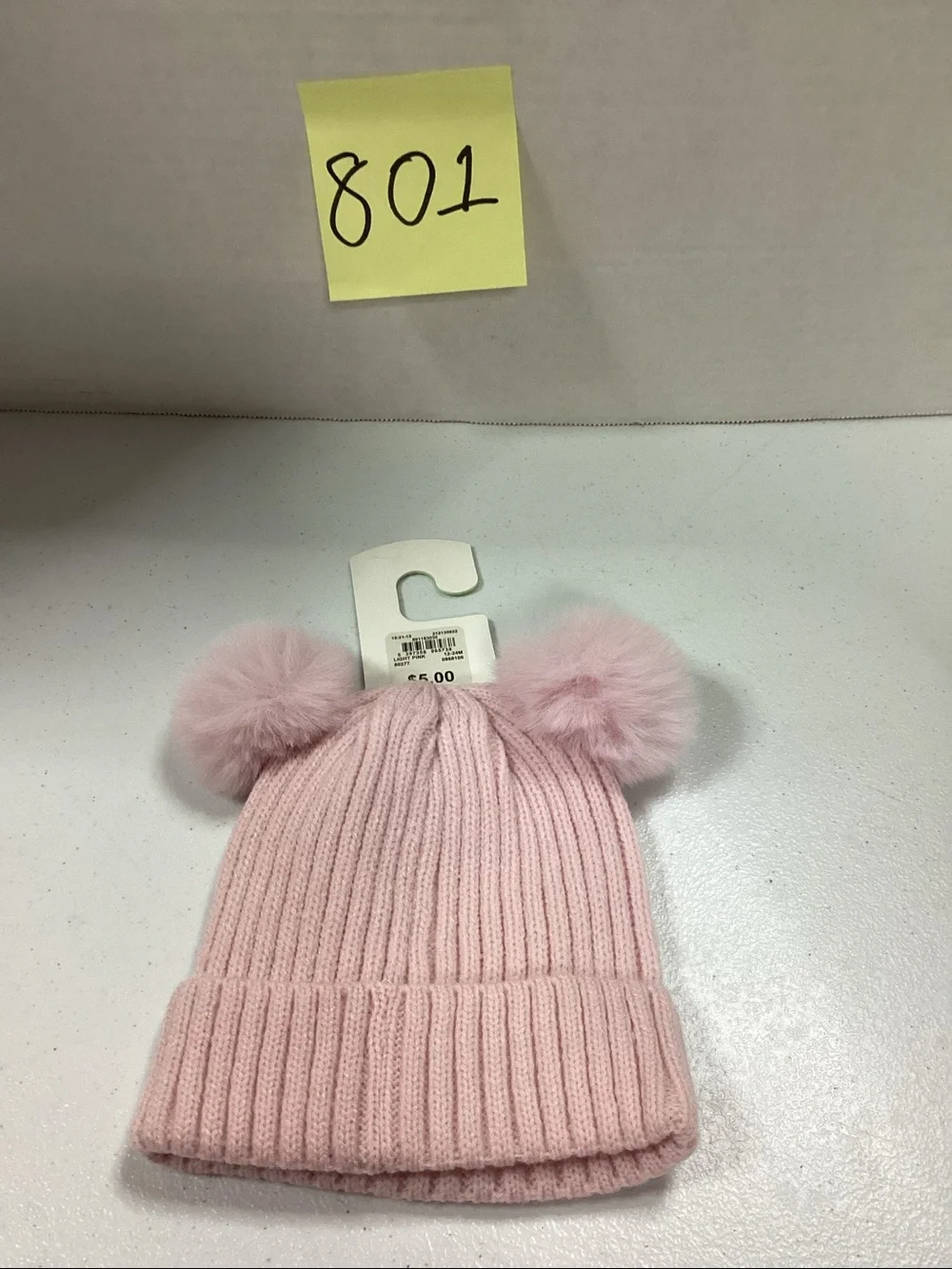 Primark Light Pink Double Pom Ribbed Knit Hat